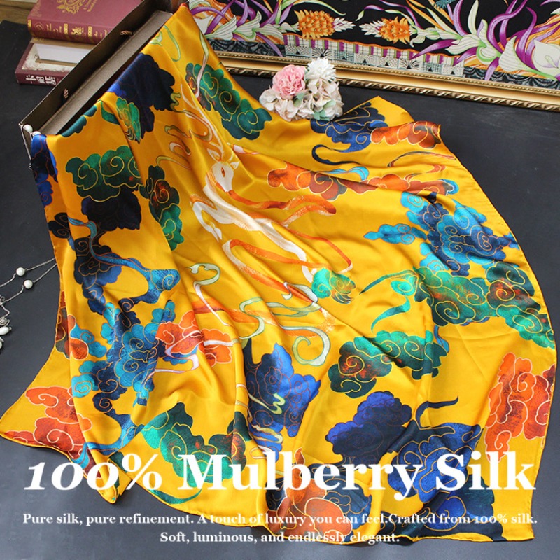 Pashmina Wrap Large - Neuer Luxus 110x110cm Echtseide-Schal 100% Maulbeerseide