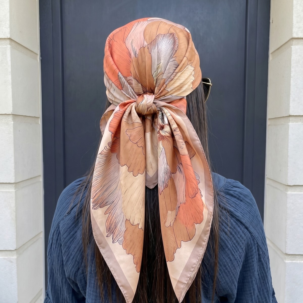 Pashmina Wrap Large - Damen Seidenquadrattuch, Damen-Bandana, Kopftuch, Schal, Satin-Foulard,