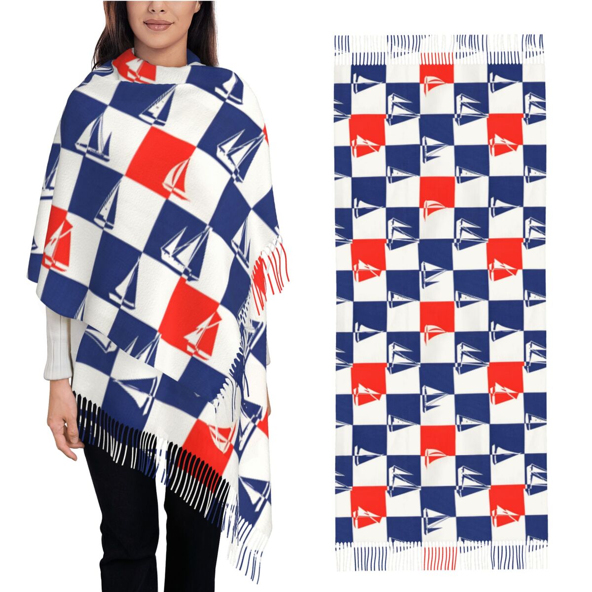 Pashmina Wrap Large - Segelschiff Ozean Schal Herbst Winter Pashmina