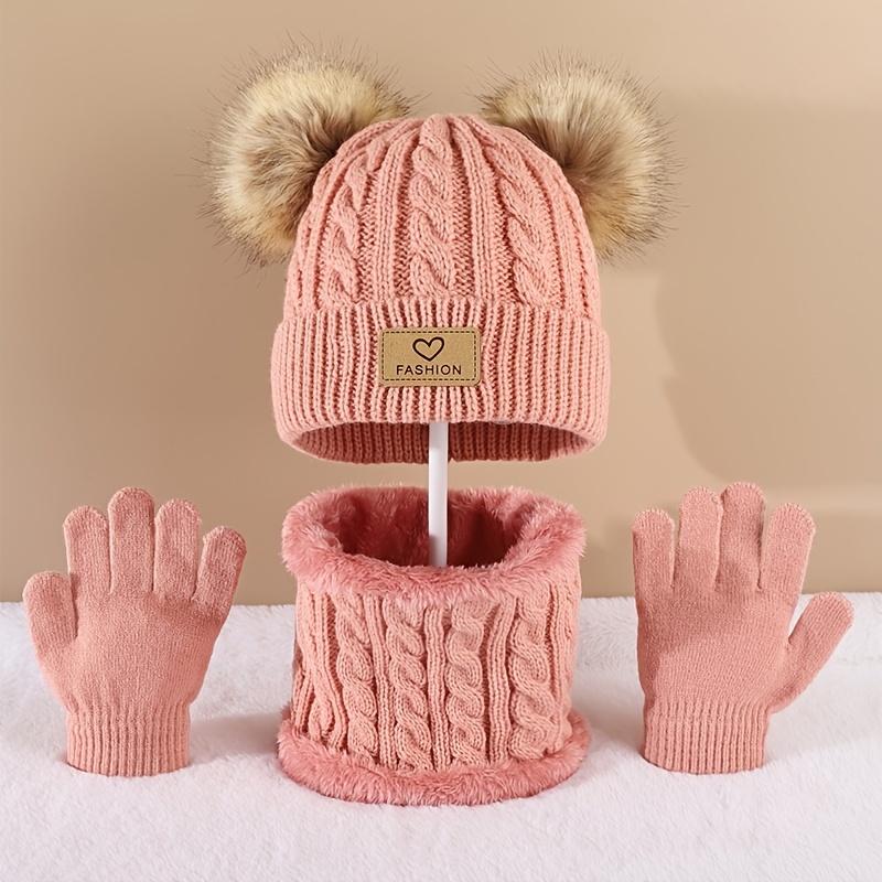 Infinity Scarf Knit - Kleinkind Kinder Pom Pom Dekor Beanie