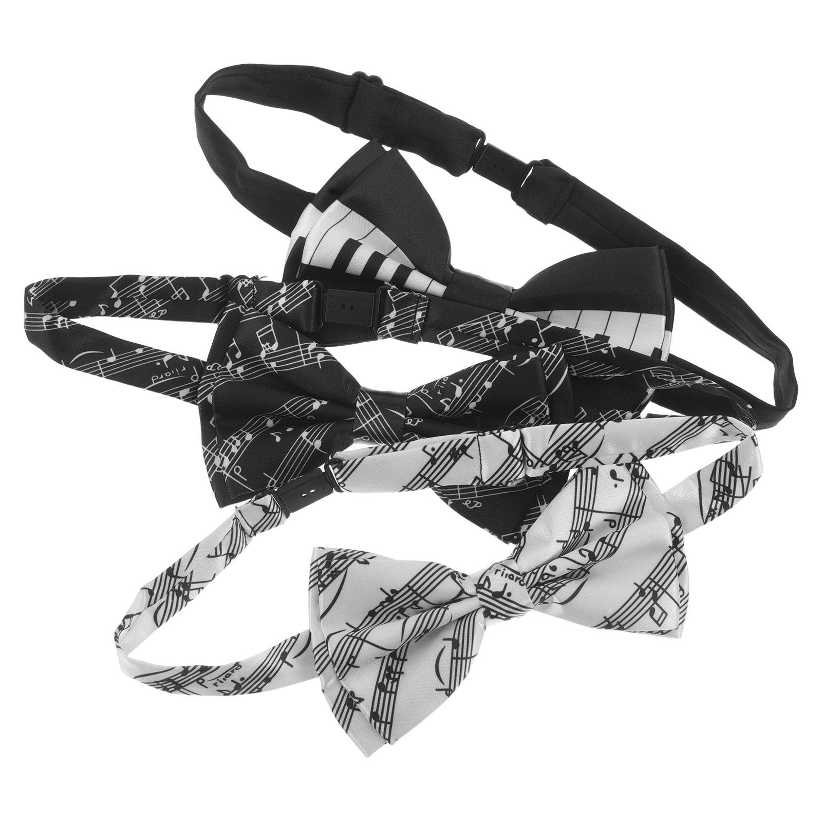 Bow Tie Pre Tied - 3 Stück Fliegen mit Klaviermotiv, vorgebundene
