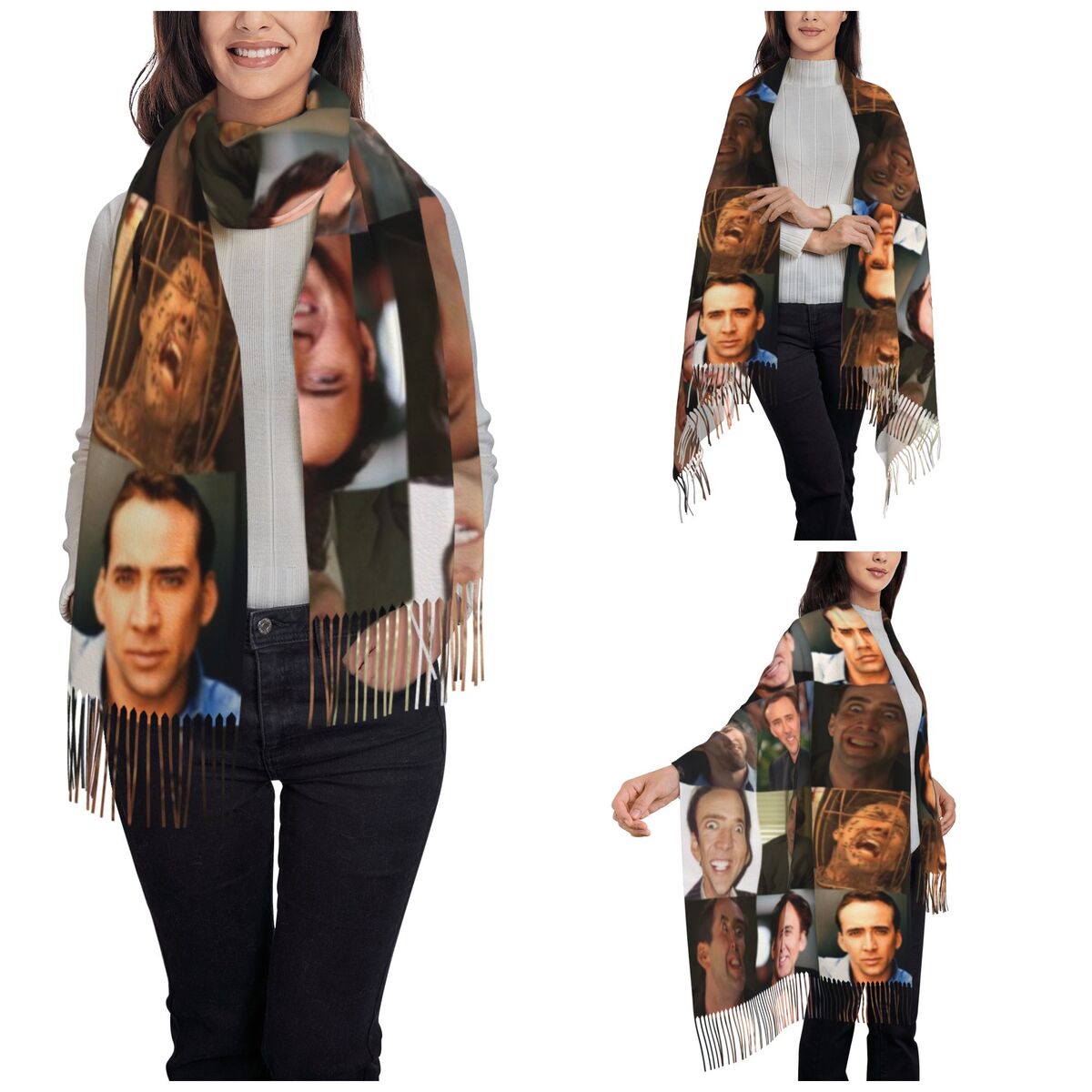Nicolas Cage Lustiges Gesicht  – Pashmina Wrap Large Bewertung und Preis