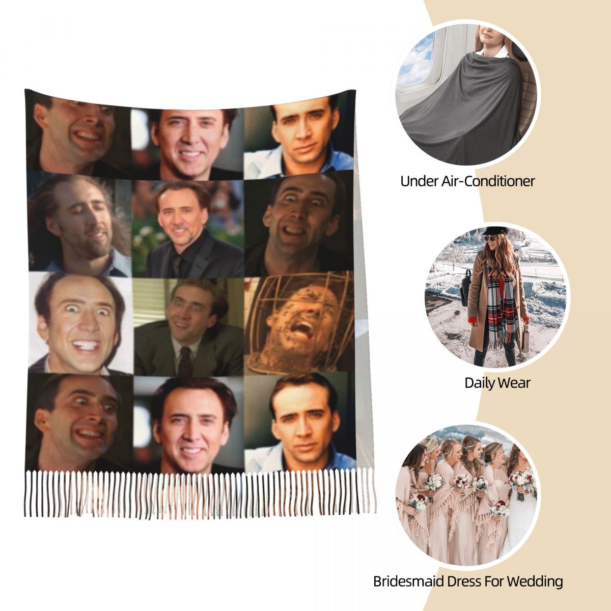Nicolas Cage Lustiges Gesicht  – Pashmina Wrap Large Bewertung und Preis