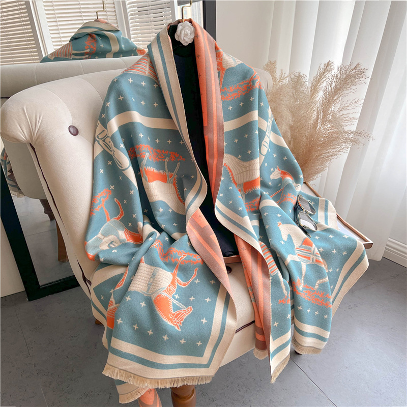 Luxus Pferd Druck Dicke Kaschm – Woven Scarf Blanket Bewertung und Preis